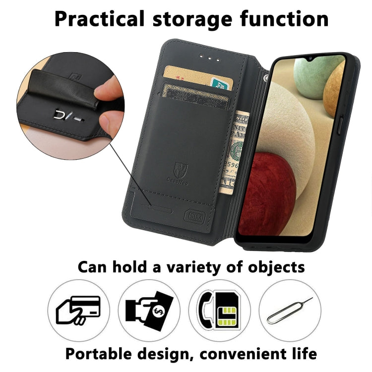 For Samsung Galaxy A12 Colorful Magnetic Horizontal Flip PU Leather Case with Holder & Card Slot & Wallet