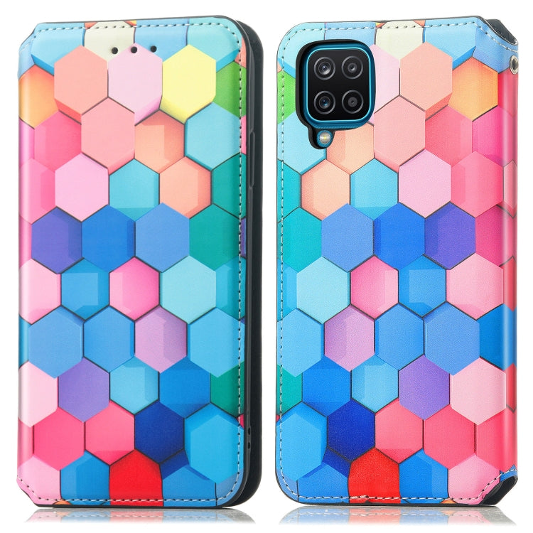 For Samsung Galaxy A12 Colorful Magnetic Horizontal Flip PU Leather Case with Holder & Card Slot & Wallet