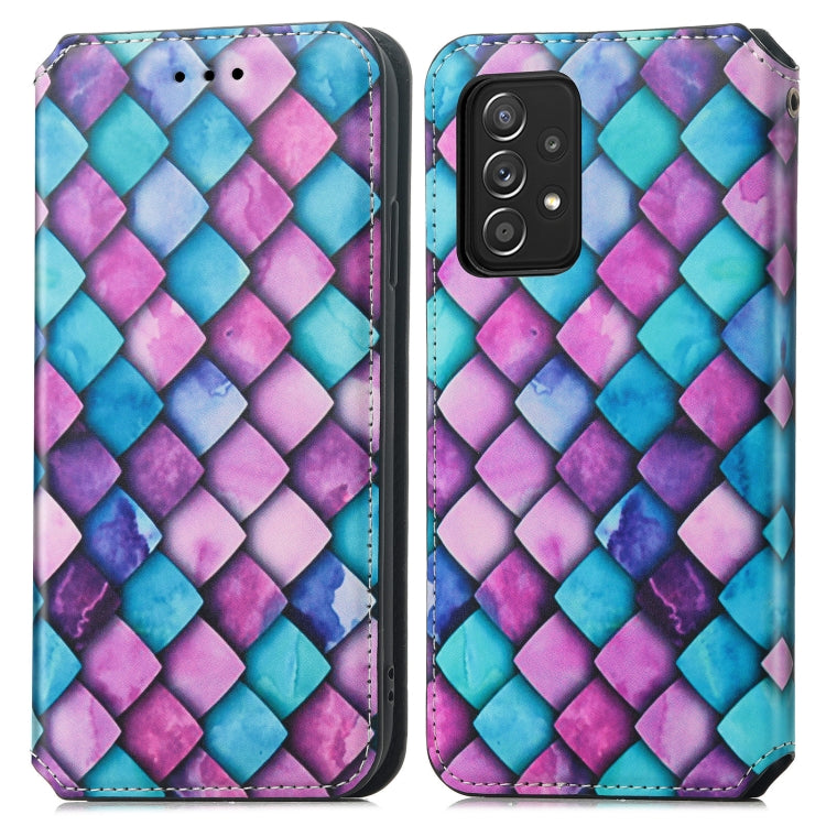 For Samsung Galaxy A52 5G Colorful Magnetic Horizontal Flip PU Leather Case with Holder & Card Slot & Wallet