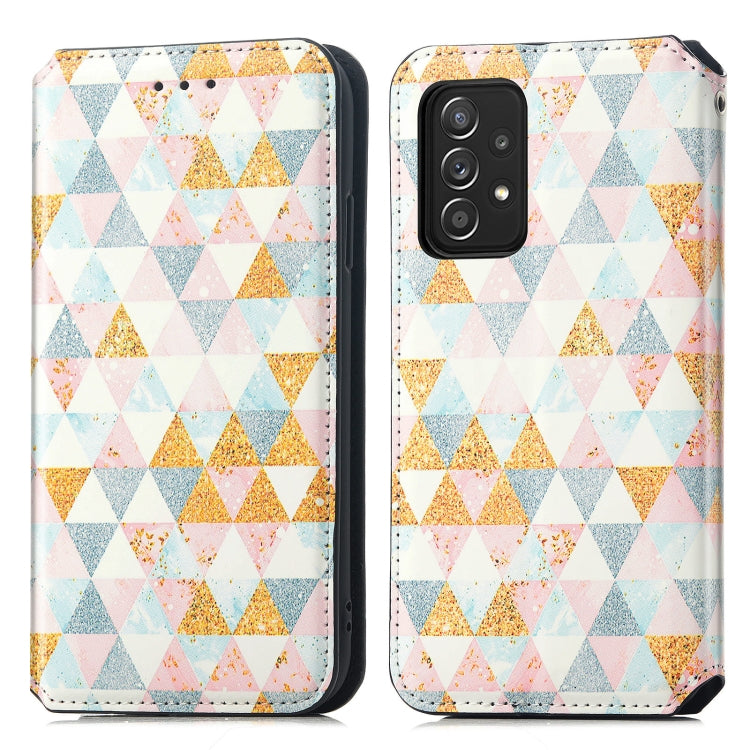 For Samsung Galaxy A52 5G Colorful Magnetic Horizontal Flip PU Leather Case with Holder & Card Slot & Wallet