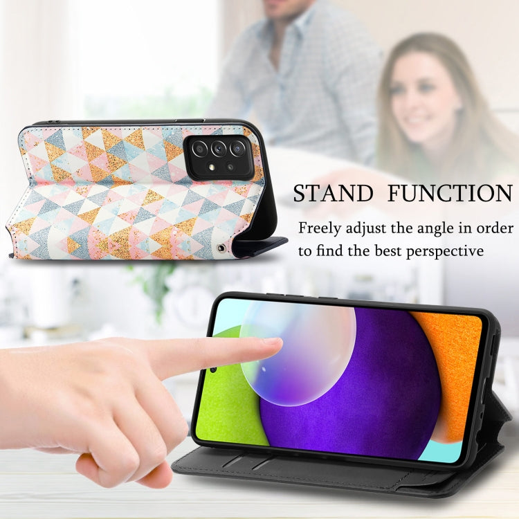 For Samsung Galaxy A52 5G Colorful Magnetic Horizontal Flip PU Leather Case with Holder & Card Slot & Wallet