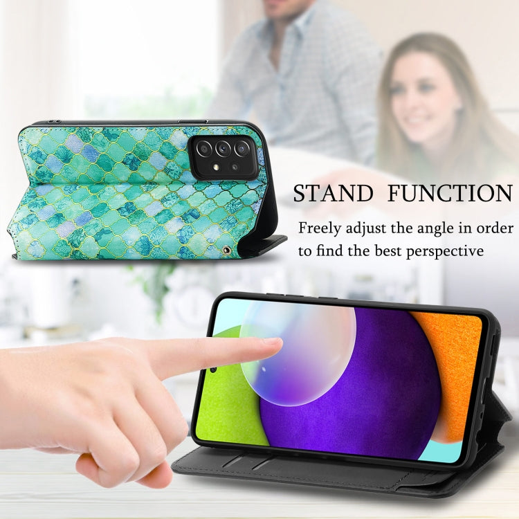 For Samsung Galaxy A52 5G Colorful Magnetic Horizontal Flip PU Leather Case with Holder & Card Slot & Wallet