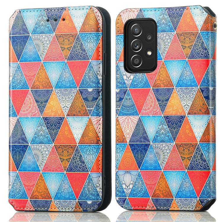 For Samsung Galaxy A52 5G Colorful Magnetic Horizontal Flip PU Leather Case with Holder & Card Slot & Wallet