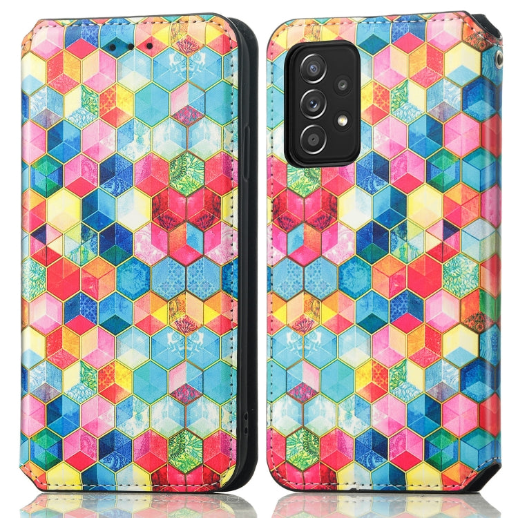 For Samsung Galaxy A52 5G Colorful Magnetic Horizontal Flip PU Leather Case with Holder & Card Slot & Wallet