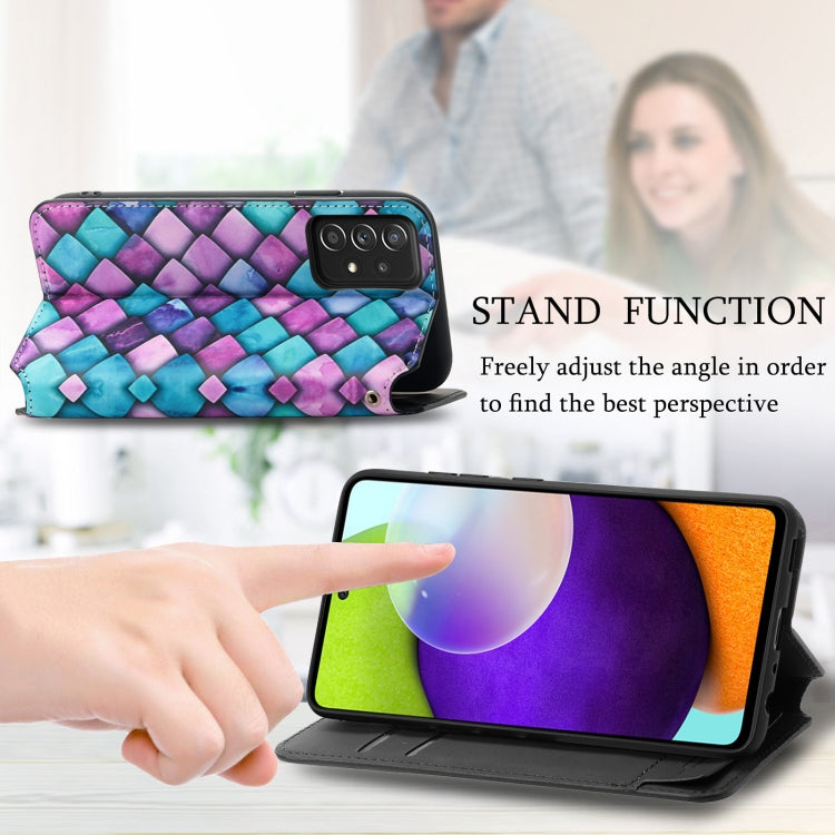 For Samsung Galaxy A72 5G Colorful Magnetic Horizontal Flip PU Leather Case with Holder & Card Slot & Wallet
