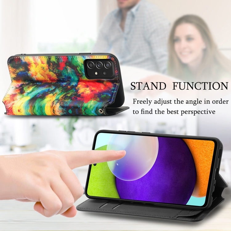 For Samsung Galaxy A72 5G Colorful Magnetic Horizontal Flip PU Leather Case with Holder & Card Slot & Wallet