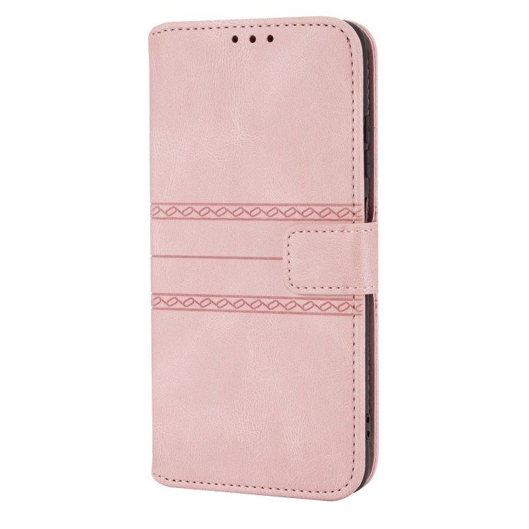 For Xiaomi Redmi Note 9 5G Embossed Striped Magnetic Buckle PU + TPU Horizontal Flip Leather Case with Holder & Card Slot & Wallet & Photo Frame & Sling