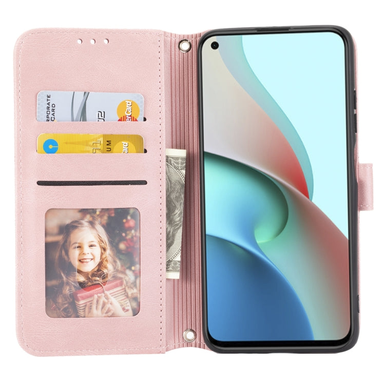 For Xiaomi Redmi Note 9 5G Embossed Striped Magnetic Buckle PU + TPU Horizontal Flip Leather Case with Holder & Card Slot & Wallet & Photo Frame & Sling