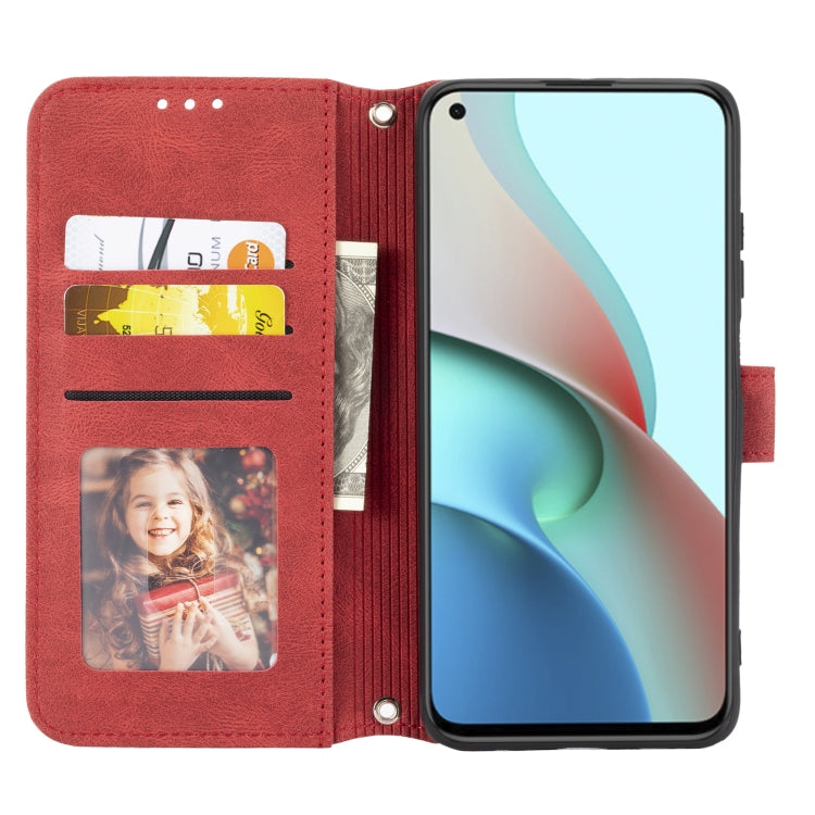 For Xiaomi Redmi Note 9 5G Embossed Striped Magnetic Buckle PU + TPU Horizontal Flip Leather Case with Holder & Card Slot & Wallet & Photo Frame & Sling