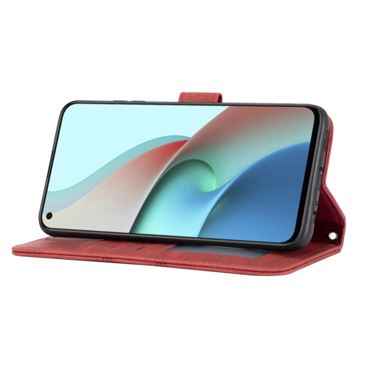 For Xiaomi Redmi Note 9 5G Embossed Striped Magnetic Buckle PU + TPU Horizontal Flip Leather Case with Holder & Card Slot & Wallet & Photo Frame & Sling