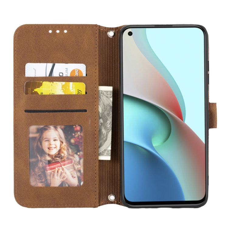 For Xiaomi Redmi Note 9 5G Embossed Striped Magnetic Buckle PU + TPU Horizontal Flip Leather Case with Holder & Card Slot & Wallet & Photo Frame & Sling