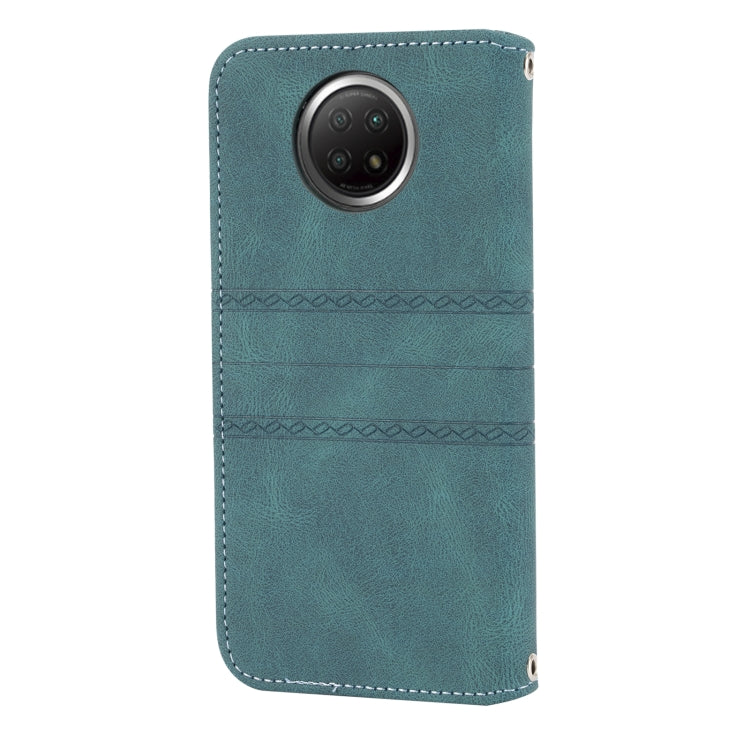 For Xiaomi Redmi Note 9 5G Embossed Striped Magnetic Buckle PU + TPU Horizontal Flip Leather Case with Holder & Card Slot & Wallet & Photo Frame & Sling