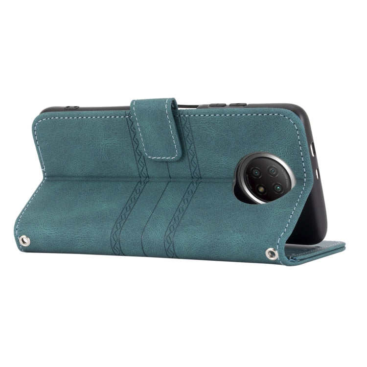 For Xiaomi Redmi Note 9 5G Embossed Striped Magnetic Buckle PU + TPU Horizontal Flip Leather Case with Holder & Card Slot & Wallet & Photo Frame & Sling