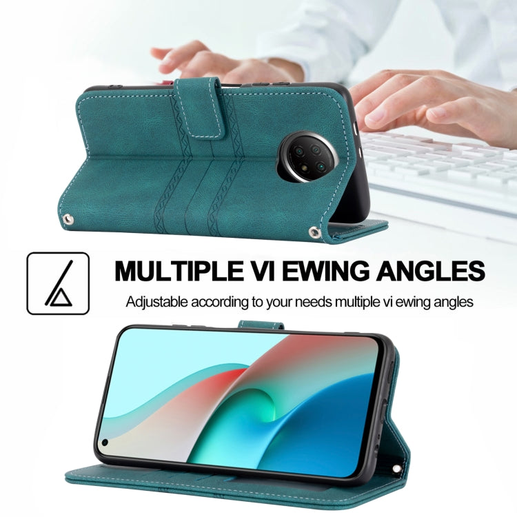 For Xiaomi Redmi Note 9 5G Embossed Striped Magnetic Buckle PU + TPU Horizontal Flip Leather Case with Holder & Card Slot & Wallet & Photo Frame & Sling