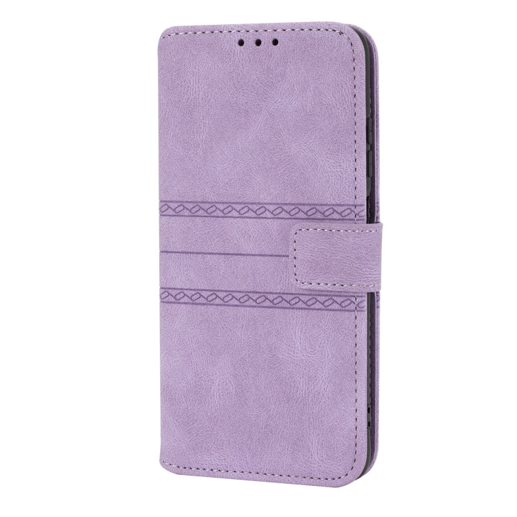 For Xiaomi Redmi Note 9 5G Embossed Striped Magnetic Buckle PU + TPU Horizontal Flip Leather Case with Holder & Card Slot & Wallet & Photo Frame & Sling