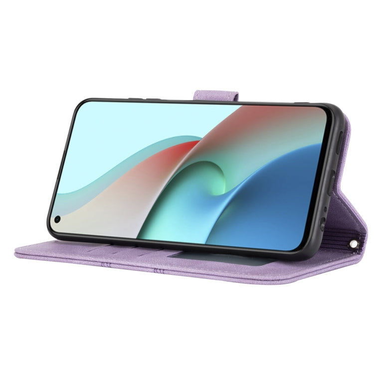 For Xiaomi Redmi Note 9 5G Embossed Striped Magnetic Buckle PU + TPU Horizontal Flip Leather Case with Holder & Card Slot & Wallet & Photo Frame & Sling
