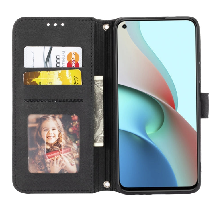 For Xiaomi Redmi Note 9 5G Embossed Striped Magnetic Buckle PU + TPU Horizontal Flip Leather Case with Holder & Card Slot & Wallet & Photo Frame & Sling