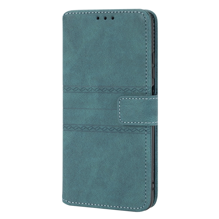 For Xiaomi Redmi Note 10 5G Embossed Striped Magnetic Buckle PU + TPU Horizontal Flip Leather Case with Holder & Card Slot & Wallet & Photo Frame & Sling