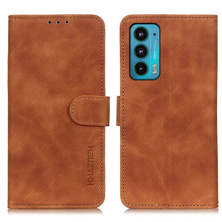 For Motorola Edge 20 KHAZNEH Retro Texture PU + TPU Horizontal Flip Leather Case with Holder & Card Slots & Wallet