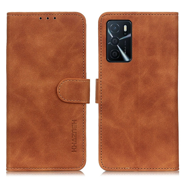 For OPPO A16 KHAZNEH Retro Texture PU + TPU Horizontal Flip Leather Case with Holder & Card Slots & Wallet