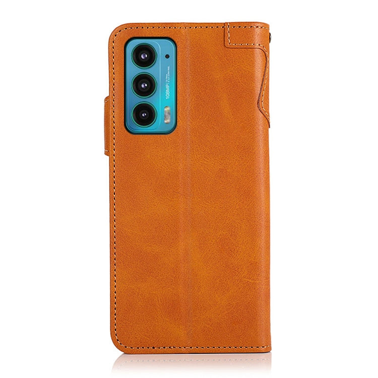 For Motorola Edge 20 KHAZNEH Dual-Splicing Cowhide Texture Horizontal Flip Leather Case with Holder & Card Slots & Wallet & Photo Frame & Lanyard