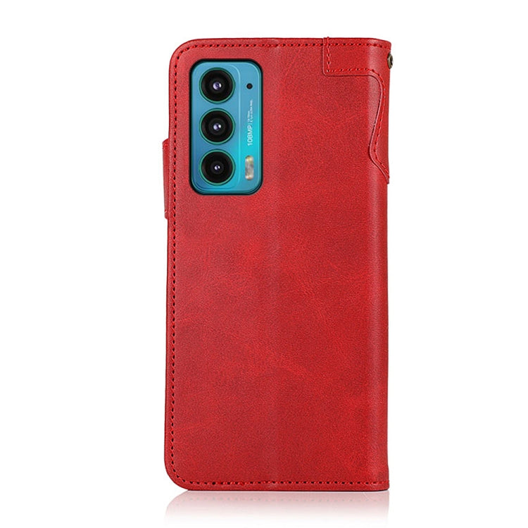 For Motorola Edge 20 KHAZNEH Dual-Splicing Cowhide Texture Horizontal Flip Leather Case with Holder & Card Slots & Wallet & Photo Frame & Lanyard