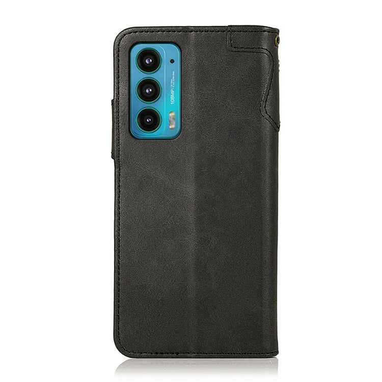 For Motorola Edge 20 KHAZNEH Dual-Splicing Cowhide Texture Horizontal Flip Leather Case with Holder & Card Slots & Wallet & Photo Frame & Lanyard