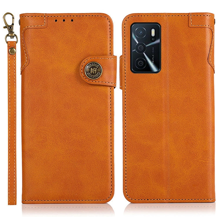 For OPPO A16 KHAZNEH Dual-Splicing Cowhide Texture Horizontal Flip Leather Case with Holder & Card Slots & Wallet & Photo Frame & Lanyard
