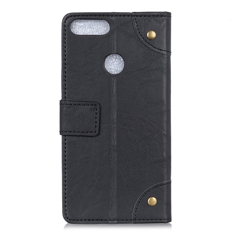 For Motorola Moto E6 Play Copper Buckle Retro Crazy Horse Texture Horizontal Flip Leather Case with Holder & Card Slots & Wallet