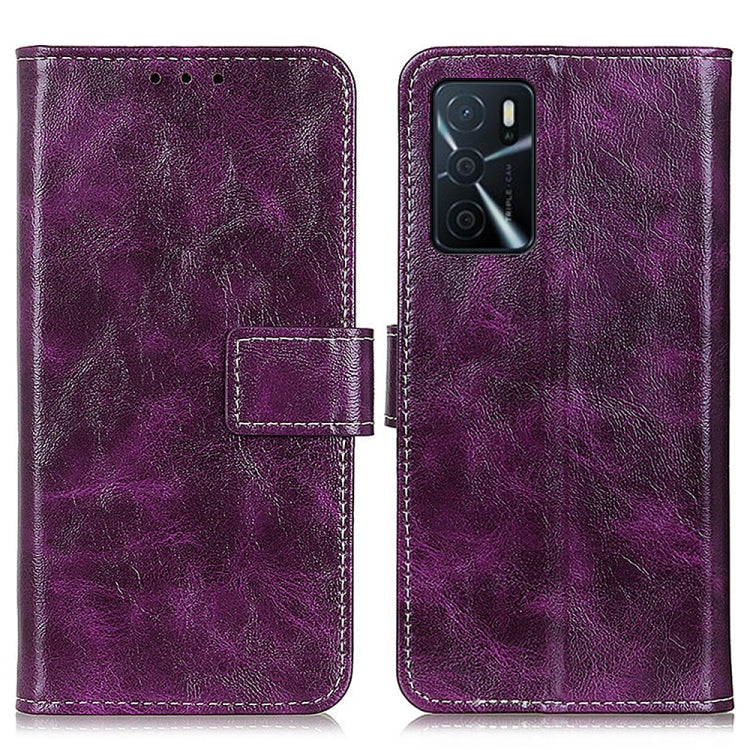 For OPPO A16 Retro Crazy Horse Texture Horizontal Flip Leather Case with Holder & Card Slots & Photo Frame & Wallet
