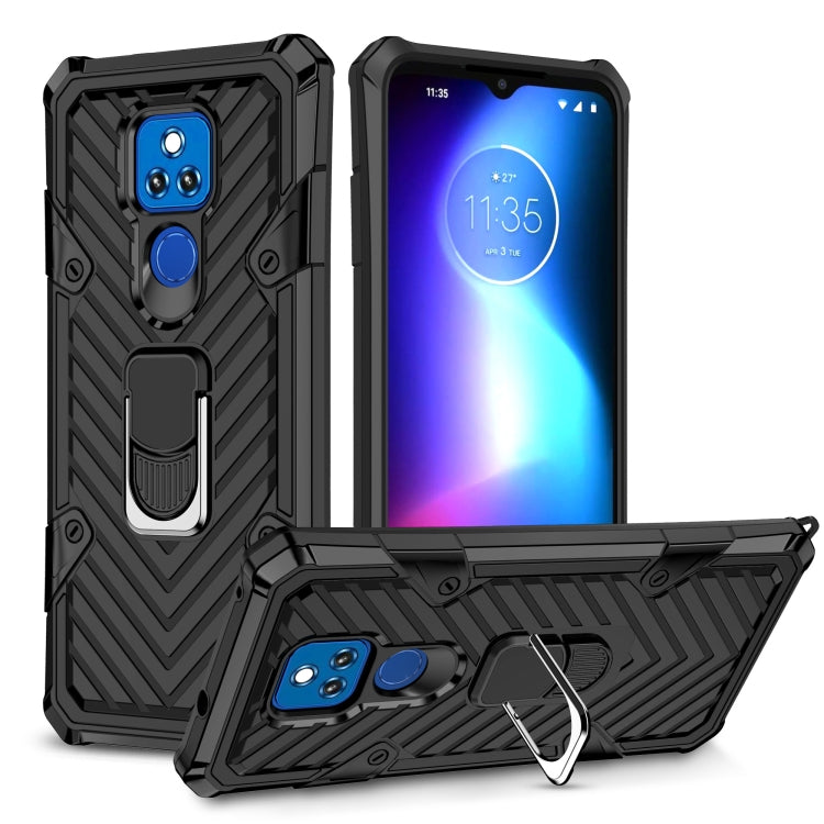 For Motorola Moto G Play 2021 Cool Armor PC + TPU Shockproof Case with 360 Degree Rotation Ring Holder