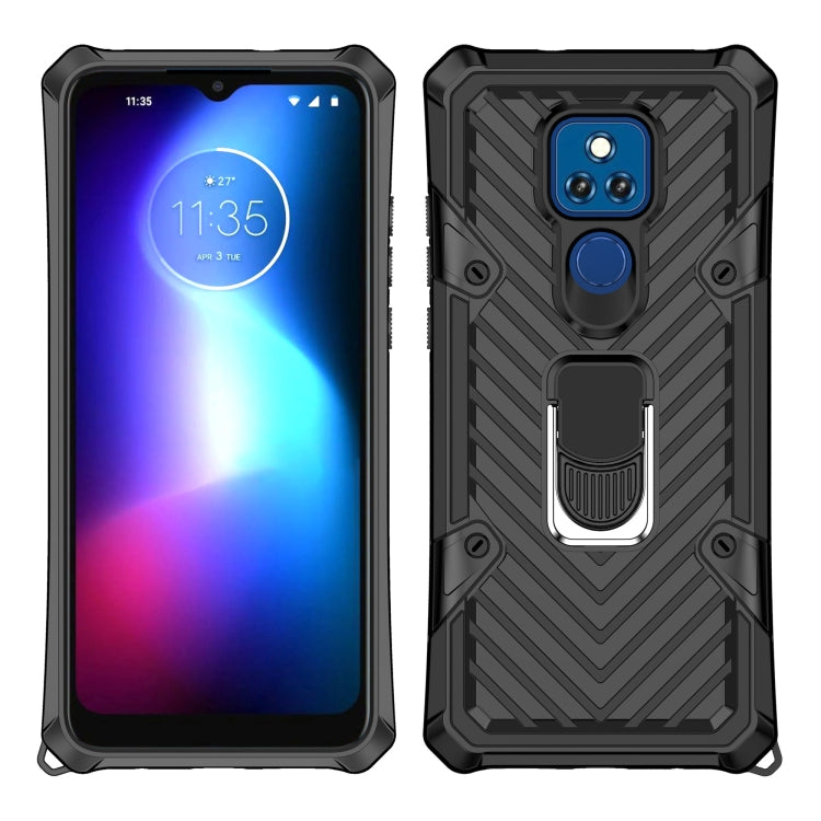 For Motorola Moto G Play 2021 Cool Armor PC + TPU Shockproof Case with 360 Degree Rotation Ring Holder