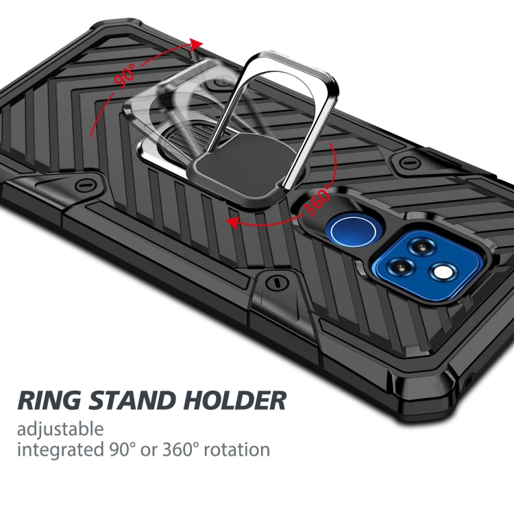 For Motorola Moto G Play 2021 Cool Armor PC + TPU Shockproof Case with 360 Degree Rotation Ring Holder