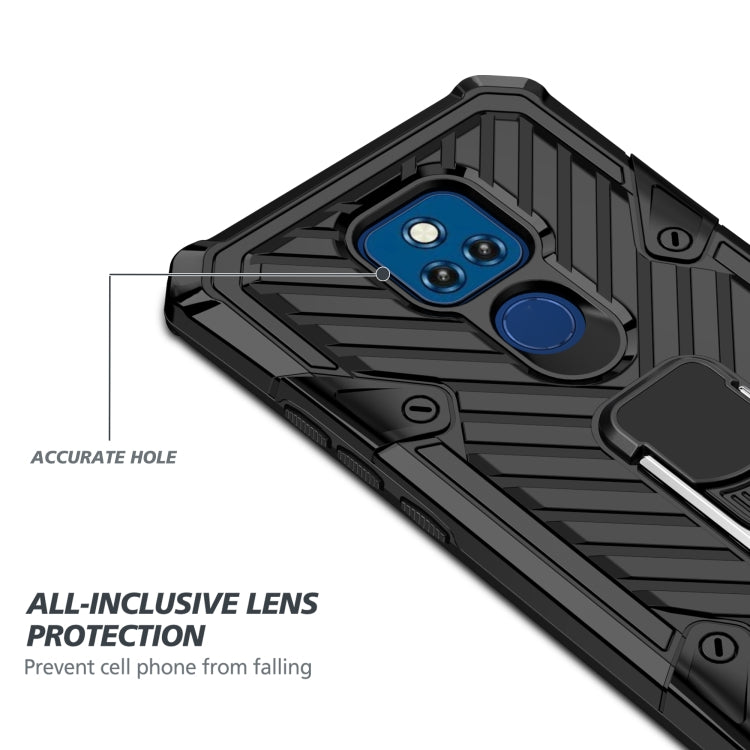 For Motorola Moto G Play 2021 Cool Armor PC + TPU Shockproof Case with 360 Degree Rotation Ring Holder