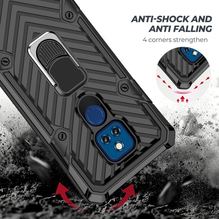 For Motorola Moto G Play 2021 Cool Armor PC + TPU Shockproof Case with 360 Degree Rotation Ring Holder