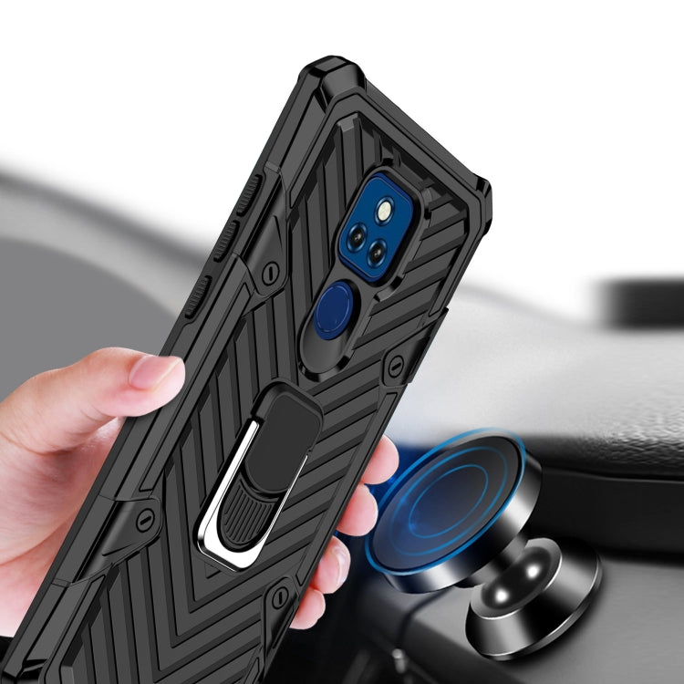 For Motorola Moto G Play 2021 Cool Armor PC + TPU Shockproof Case with 360 Degree Rotation Ring Holder
