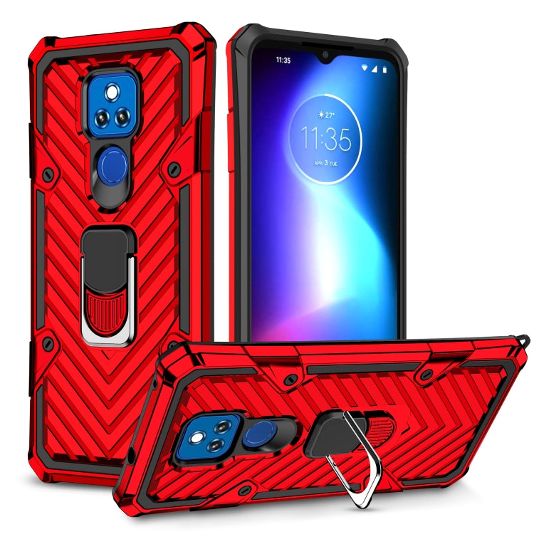 For Motorola Moto G Play 2021 Cool Armor PC + TPU Shockproof Case with 360 Degree Rotation Ring Holder