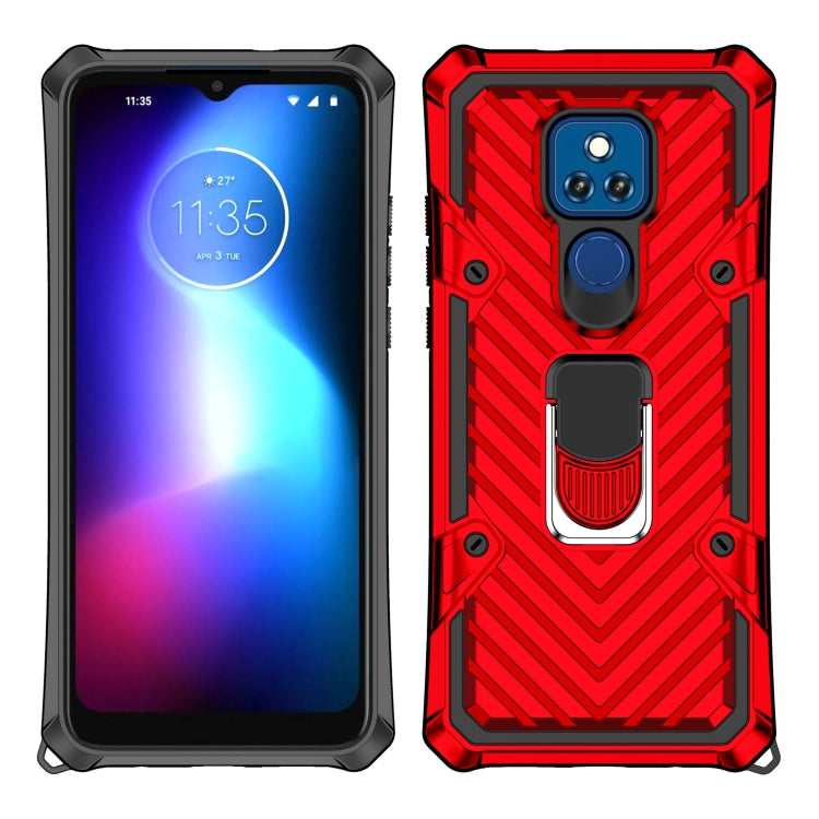 For Motorola Moto G Play 2021 Cool Armor PC + TPU Shockproof Case with 360 Degree Rotation Ring Holder