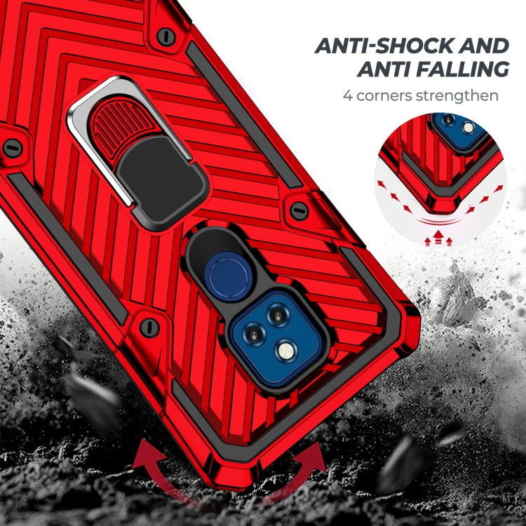 For Motorola Moto G Play 2021 Cool Armor PC + TPU Shockproof Case with 360 Degree Rotation Ring Holder