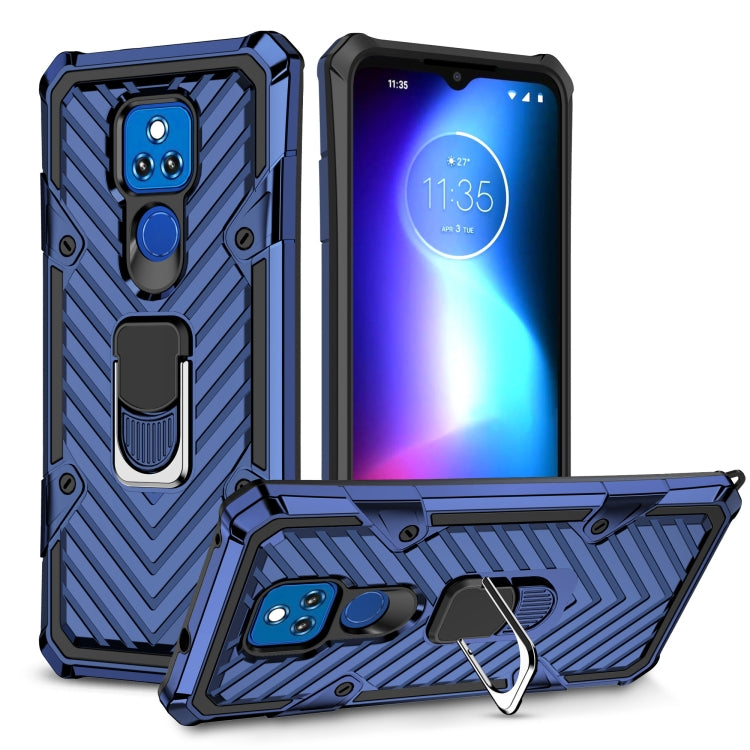 For Motorola Moto G Play 2021 Cool Armor PC + TPU Shockproof Case with 360 Degree Rotation Ring Holder
