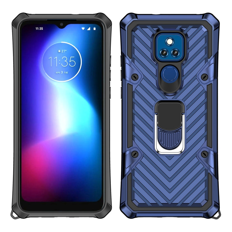 For Motorola Moto G Play 2021 Cool Armor PC + TPU Shockproof Case with 360 Degree Rotation Ring Holder