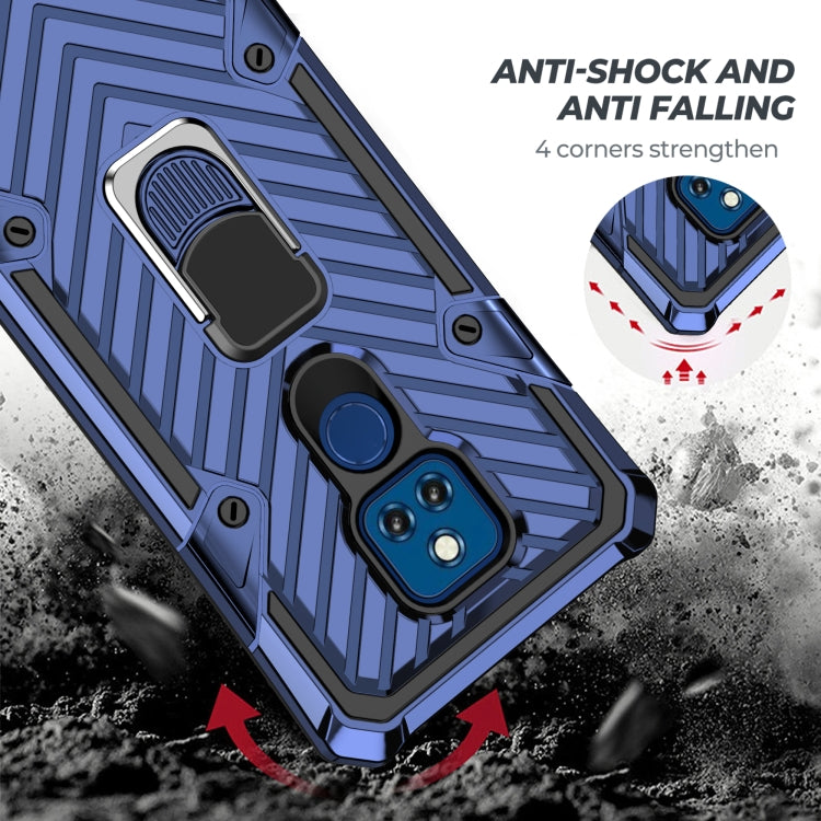 For Motorola Moto G Play 2021 Cool Armor PC + TPU Shockproof Case with 360 Degree Rotation Ring Holder