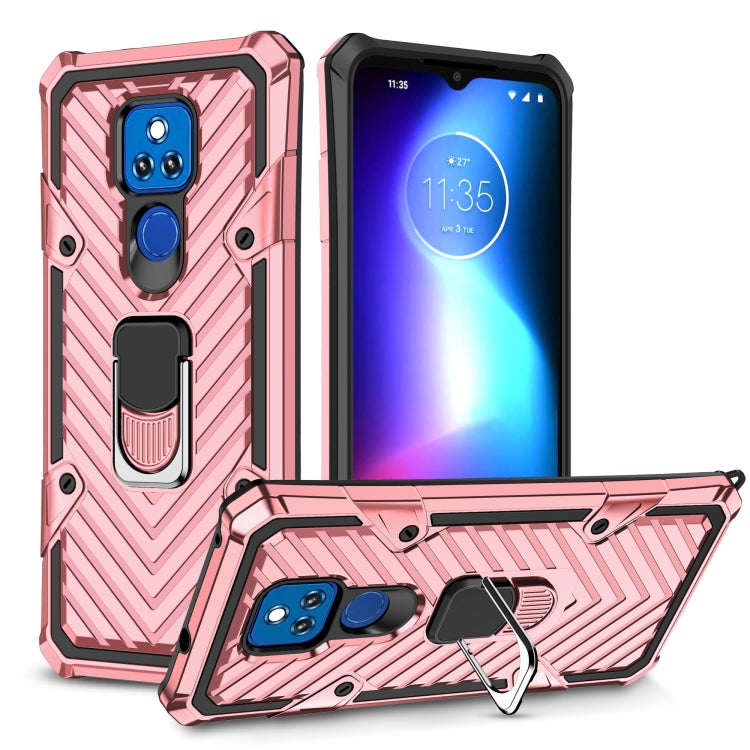 For Motorola Moto G Play 2021 Cool Armor PC + TPU Shockproof Case with 360 Degree Rotation Ring Holder