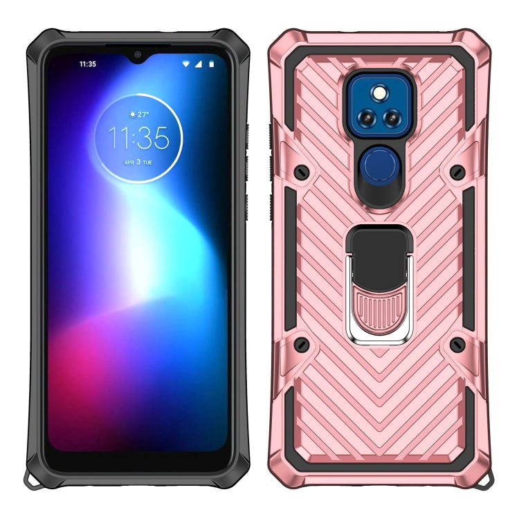 For Motorola Moto G Play 2021 Cool Armor PC + TPU Shockproof Case with 360 Degree Rotation Ring Holder