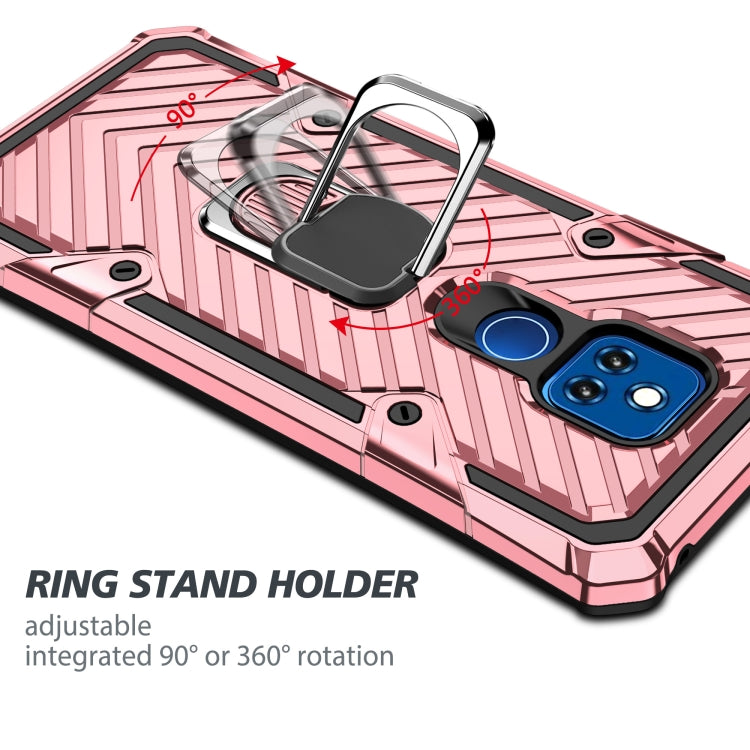For Motorola Moto G Play 2021 Cool Armor PC + TPU Shockproof Case with 360 Degree Rotation Ring Holder