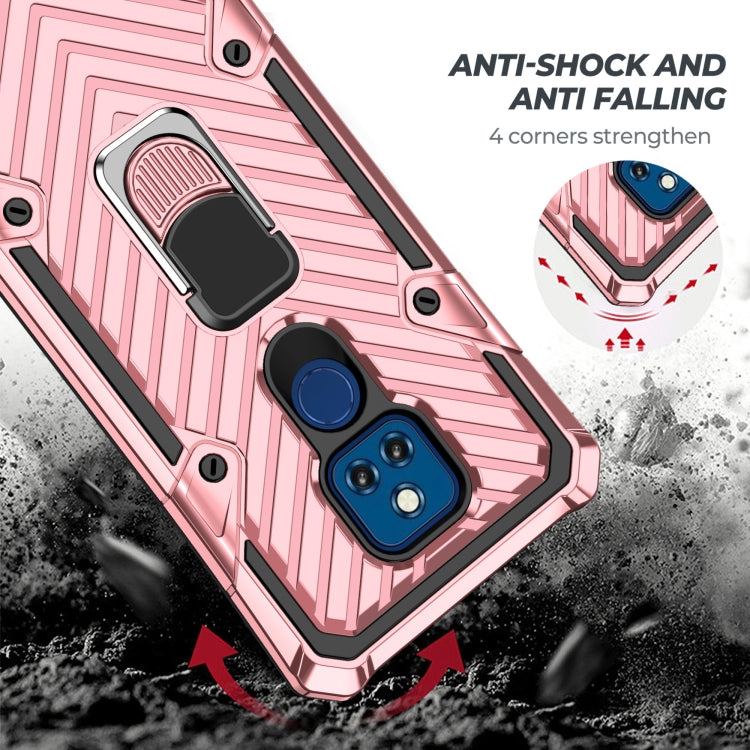 For Motorola Moto G Play 2021 Cool Armor PC + TPU Shockproof Case with 360 Degree Rotation Ring Holder