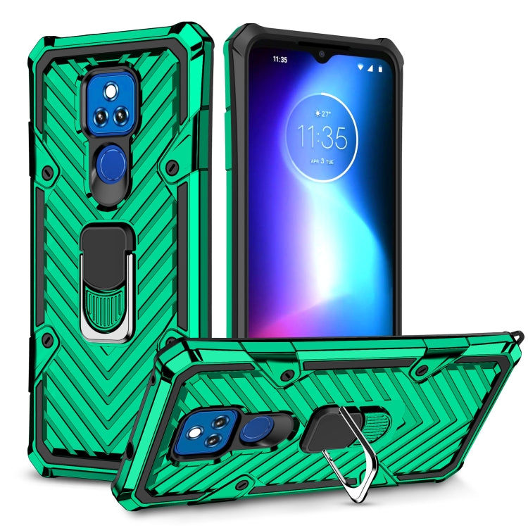 For Motorola Moto G Play 2021 Cool Armor PC + TPU Shockproof Case with 360 Degree Rotation Ring Holder