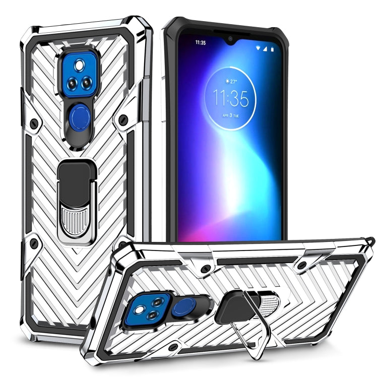 For Motorola Moto G Play 2021 Cool Armor PC + TPU Shockproof Case with 360 Degree Rotation Ring Holder