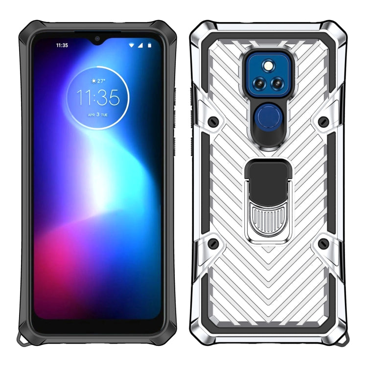 For Motorola Moto G Play 2021 Cool Armor PC + TPU Shockproof Case with 360 Degree Rotation Ring Holder