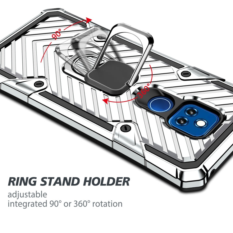 For Motorola Moto G Play 2021 Cool Armor PC + TPU Shockproof Case with 360 Degree Rotation Ring Holder
